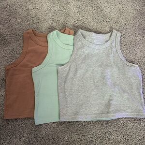 Set of Three Halter tank Tops - Brown, Mint, and Gray